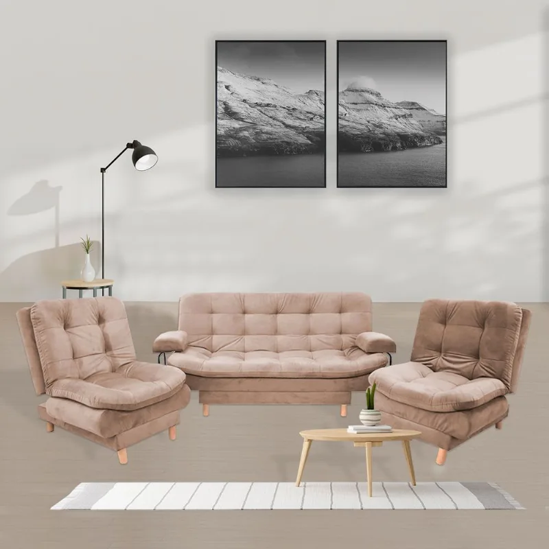 Sala Clic Clac 175x90cm incluye dos sillas y un sofa cama Camel