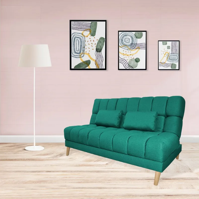 Sofacama doble 180x95cm tela tipo lino 3 posiciones Verde