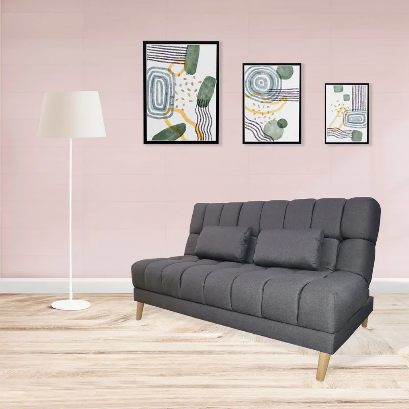 Sofacama doble 180x95cm tela tipo lino 3 posiciones Gris