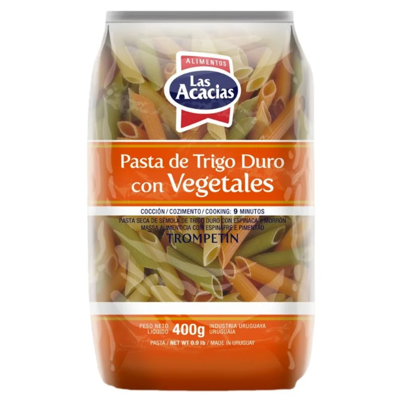 Macarrão de Sêmola de Trigo Durum com Vegetais Penne Las Acacias 400g