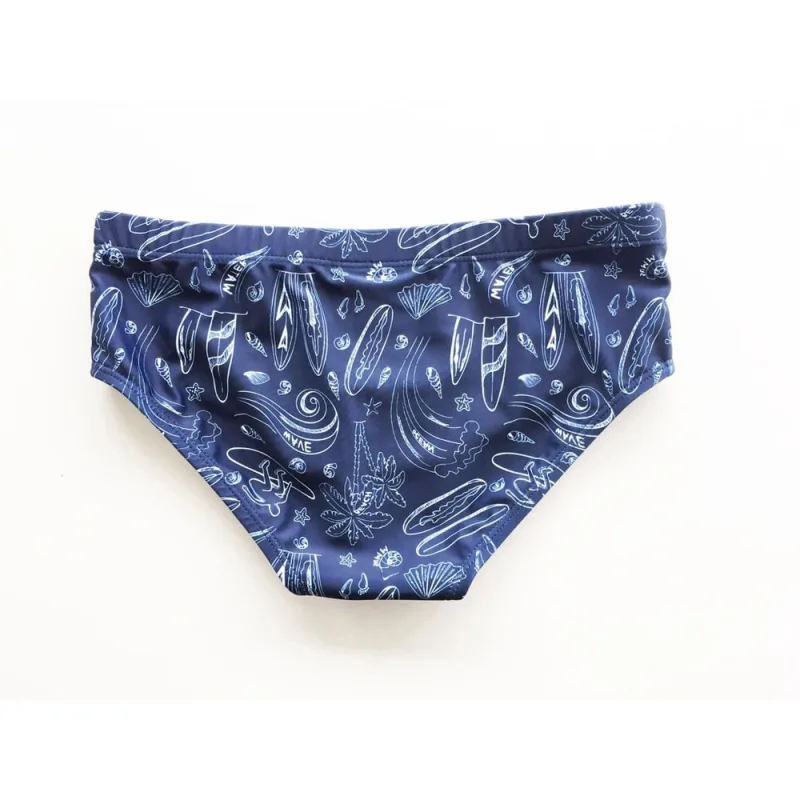 Sunga Boxer Infantil Surf Basic+ Poliéster e Elastano Azul Marinho e Branco - Não Disponível - Moda