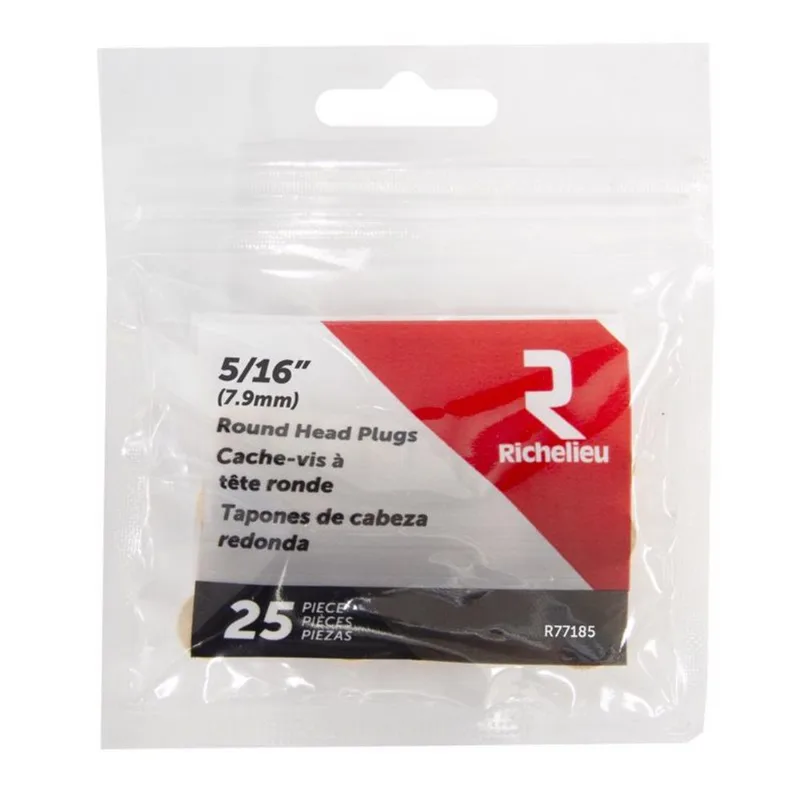 Tampão De Cabeça Richelieu Round Birch 8 Mm D X 8 Mm L Natural 25pk