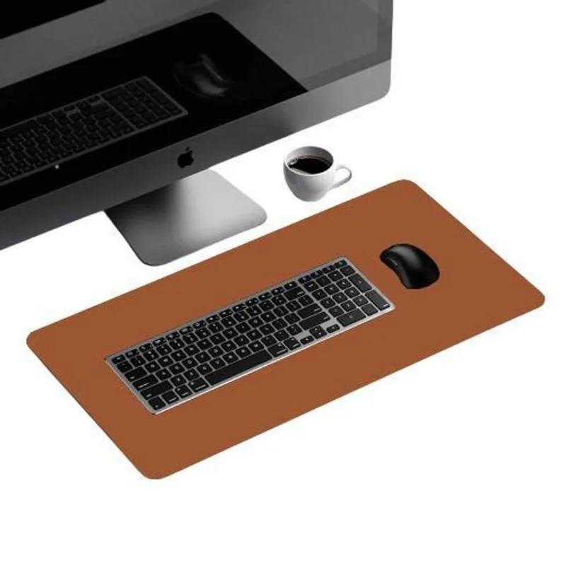 Mousepad Desk Pad Extra Grande 100x40 De Couro E Apoio Copo