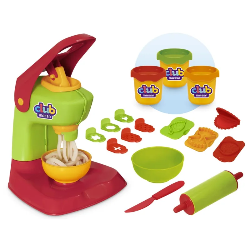 Brinquedo Maquina Club Massa Modelar Kit Pizza e Pasta