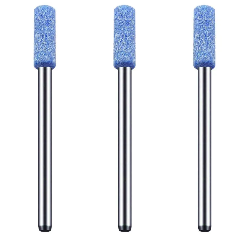 Kit 3 Pontas Montadas 4mm Azul Haste 3mm Micro Retífica