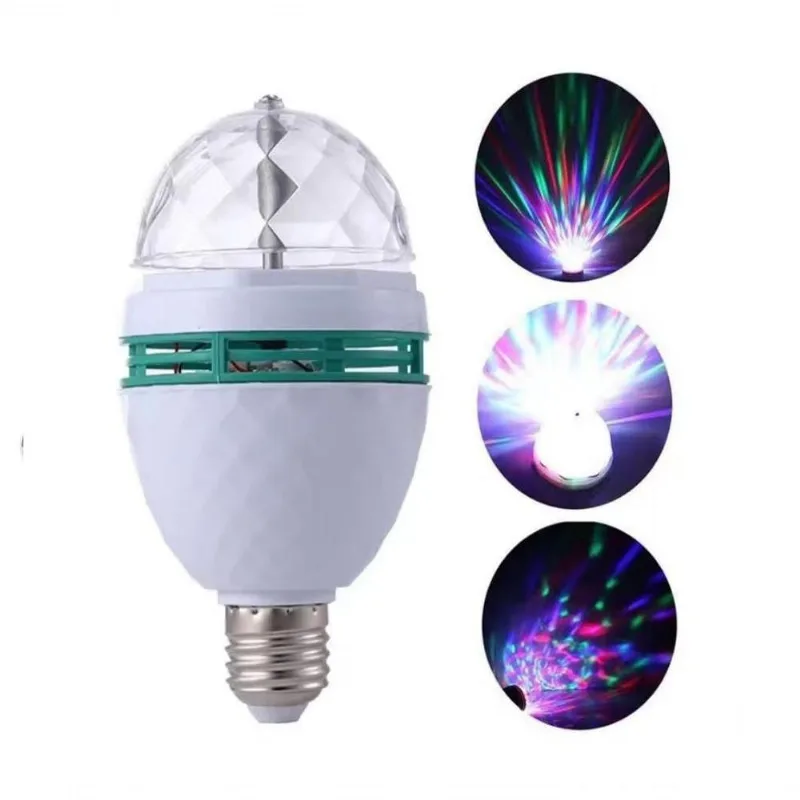 Lâmpada Led Rgb Giratória 360° Luz Colorida Festa Globinho Strob Rgb Bivolt Discoteca Cromoterapia