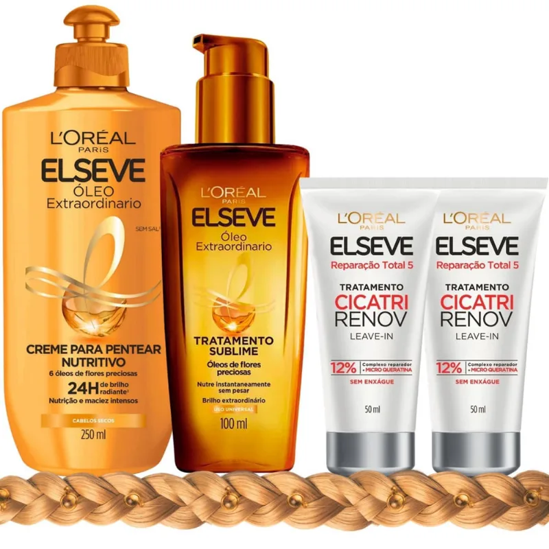 Kit Elseve Oleo Extraordinario 2 Cicatri Reparação Total