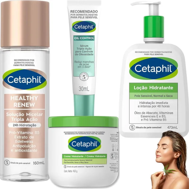 Kit Cetaphil Loção Creme Controle Oleosidade Solução Micelar