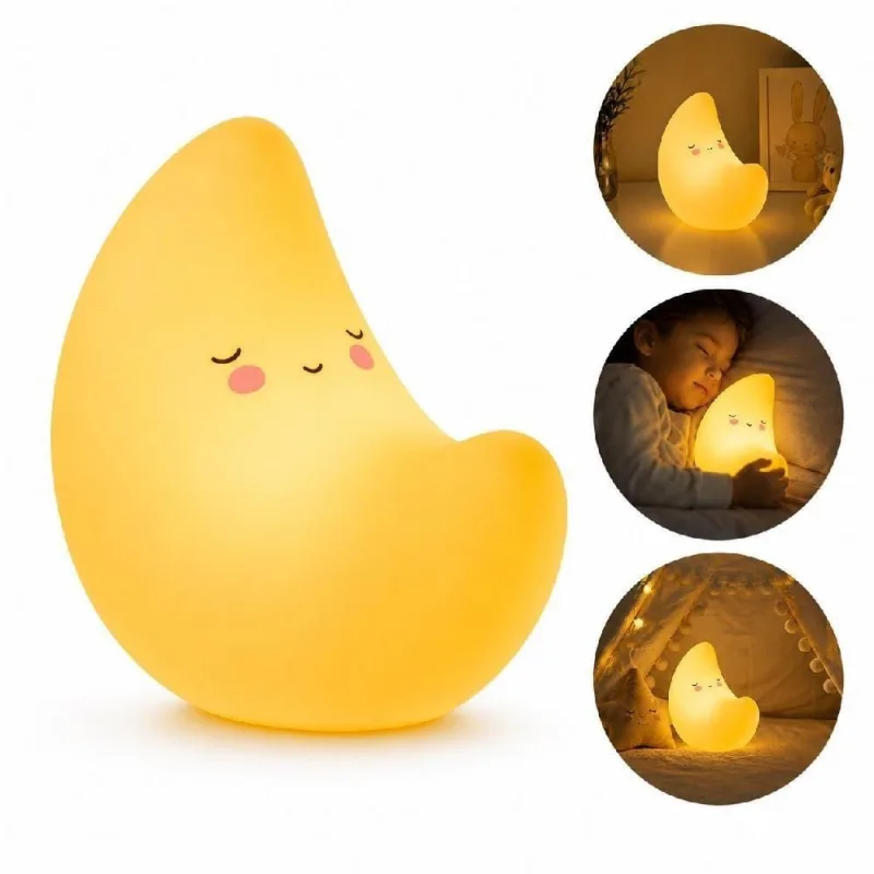 Luminária Infantil Lua Meia Lua Led Luz Noturna Suave para Quarto e Mesa de Cabeceira - OUTRAS - Móveis