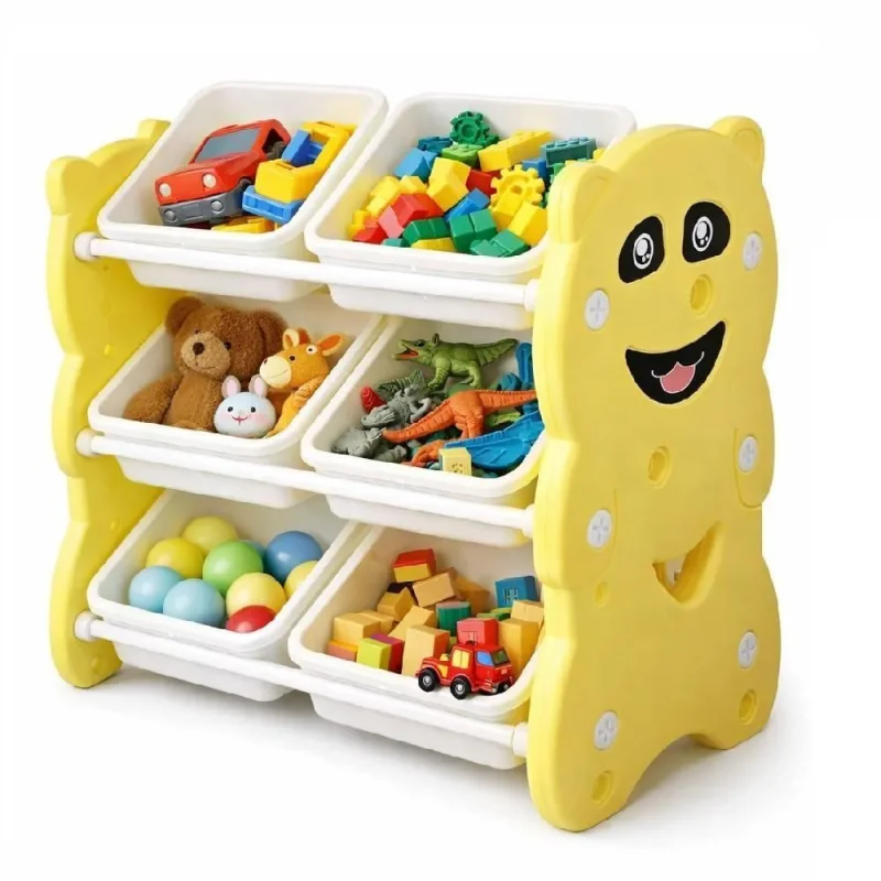 Estante Infantil 6 Gavetas Ursinho Plástico 71cm para Quarto e Organização de Brinquedos - OUTRAS - Móveis