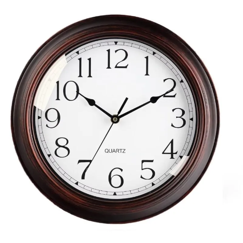 Relógio de Parede Analógico Vintage Silencioso 30cm Marrom para Decoração de Sala e Escritório - OUTRAS - Relógios