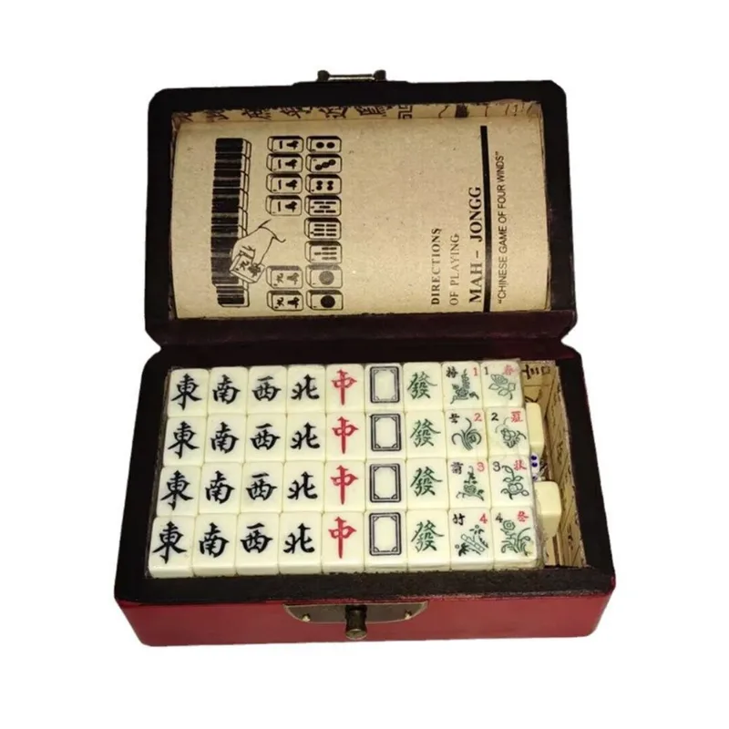 Conjunto Mini Mahjong De Azulejos De Viagem Portáteis De 20 Mm Com Estojo