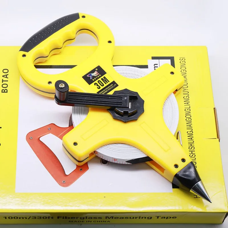 Fita Métrica De Fibra De Vidro, Ferramenta De Pesquisa À Prova D'Água De 30 M, Amarela