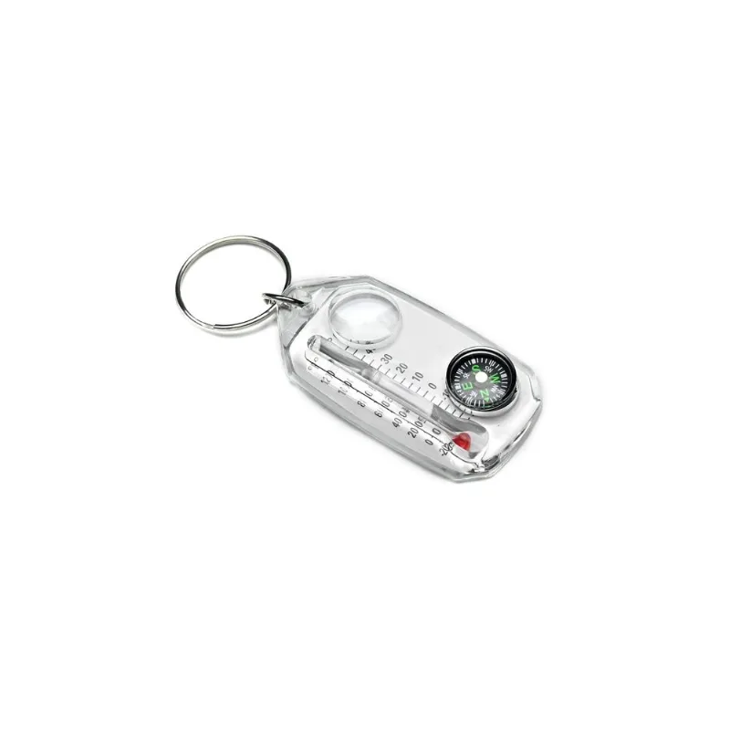 Chaveiro Mini Compass Com Termômetro E Lupa