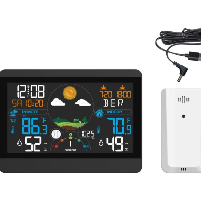 Relógio Meteorológico Com Sensor De Rf, Tela Grande, Cabo Usb