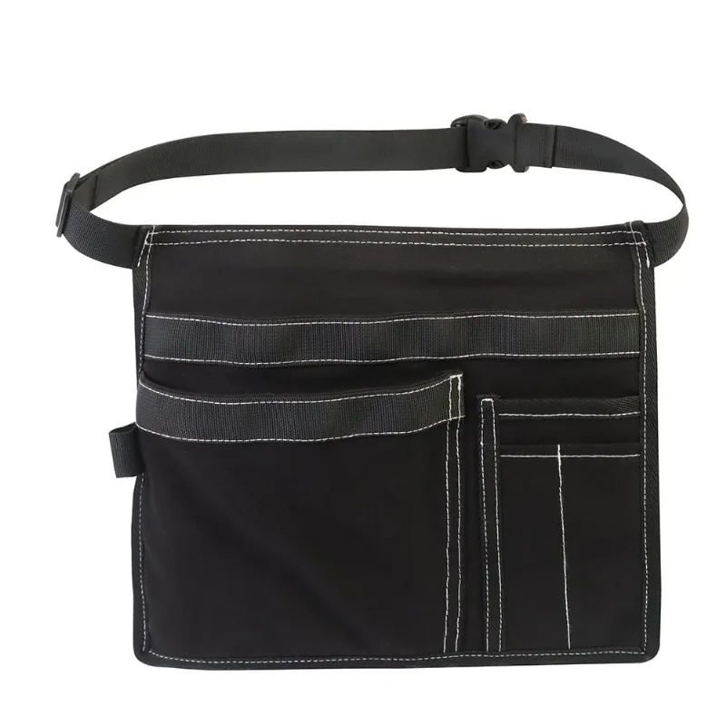 Bolsa De Cintura Para Ferramentas, Lona Leve, Com Vários Bolsos, Preta