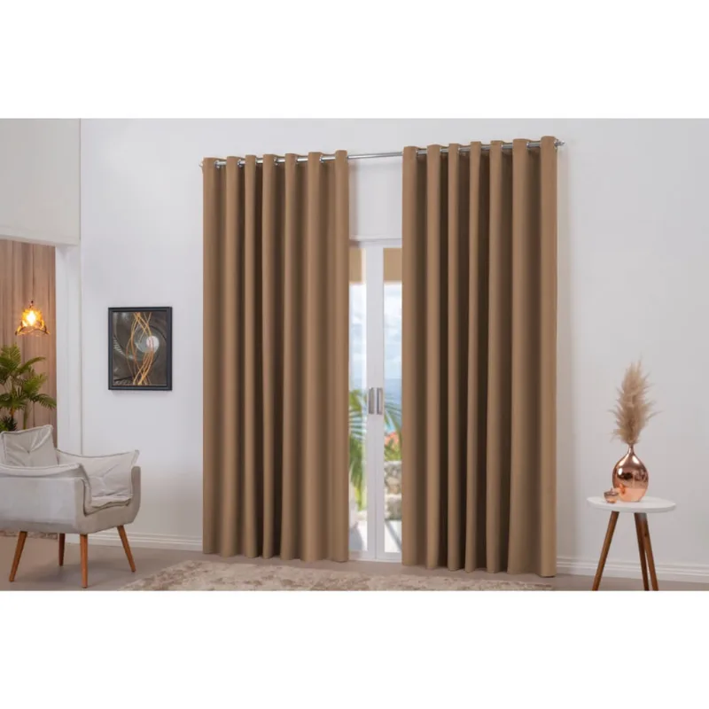 Cortina blackout seis metros cor avelã decoração casa