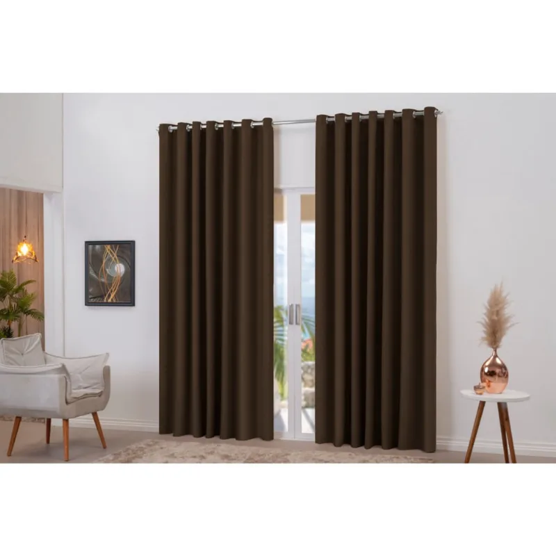 Cortina blackout seis metros cor tabaco decoração casa