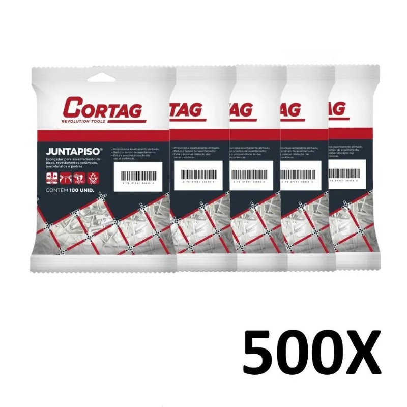 Kit 500 Espaçador Cruzeta Juntapiso E Azulejo 5,0mm Cortag