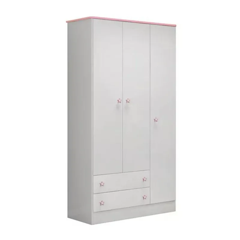 Guarda Roupa Infantil Doce Sonho 03 Portas 2617 Branco Rosa Qmovi