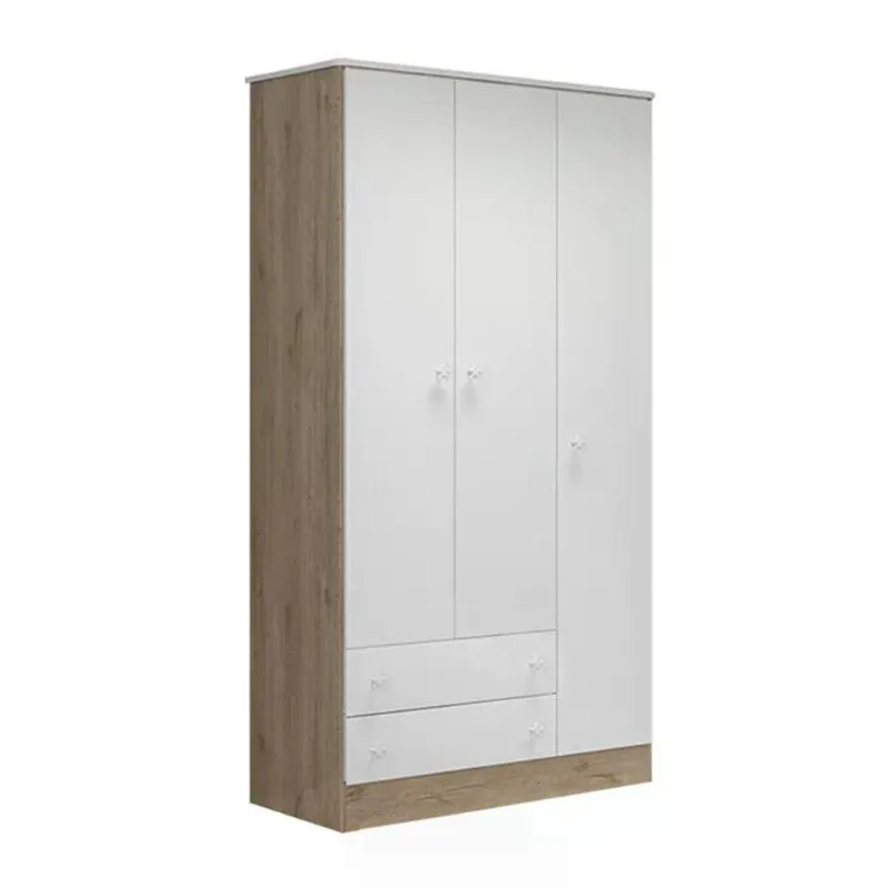 Guarda Roupa Infantil Doce Sonho 03 Portas 2617 Carvalho Rustico Branco Qmovi