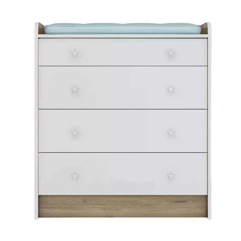 Comoda Infantil Doce Sonho 04 Gavetas 2523 Carvalho Rustico Branco Qmovi