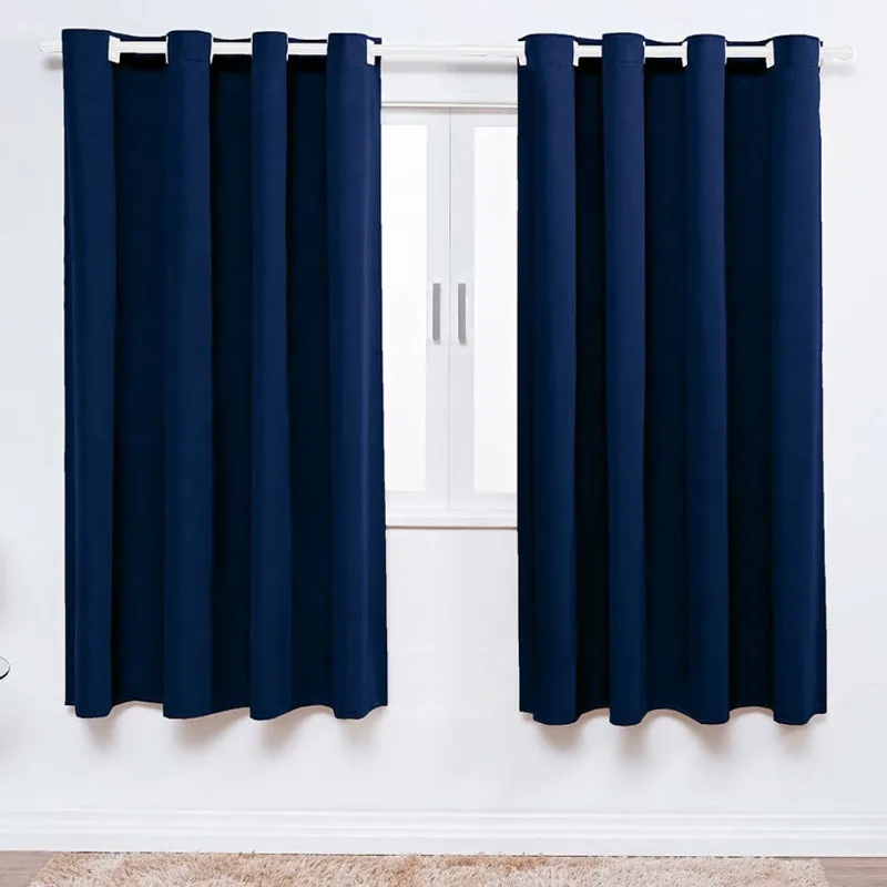 Cortina para varão dois metros marinho quarto infantil