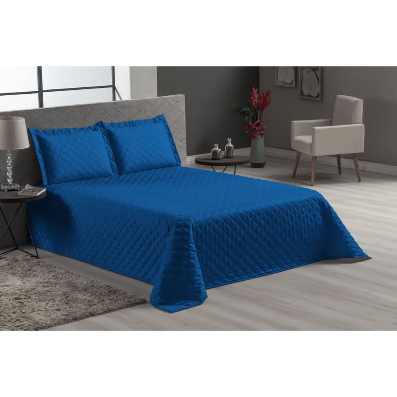 Cobre leito azul royal E lençol veneza 4 peças casal queen
