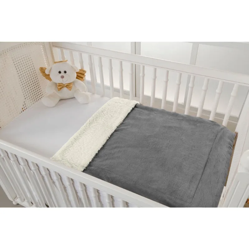 Cobertor para berço americano cor cinza bebe unisex