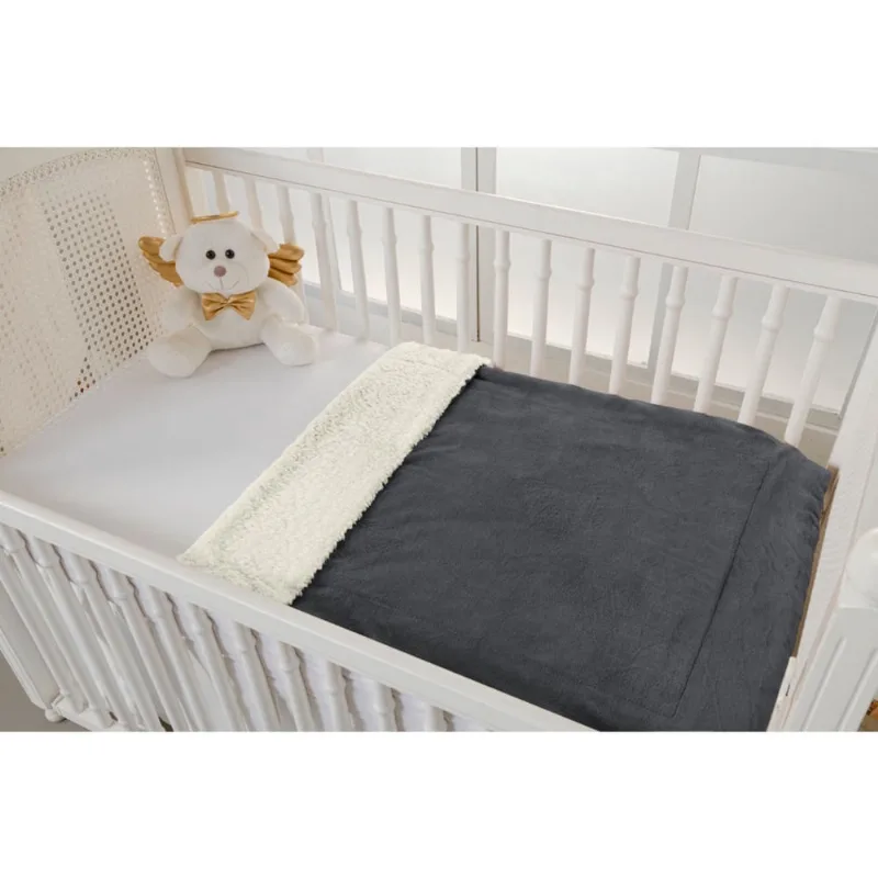 Cobertor para berço americano cor chumbo bebe unisex