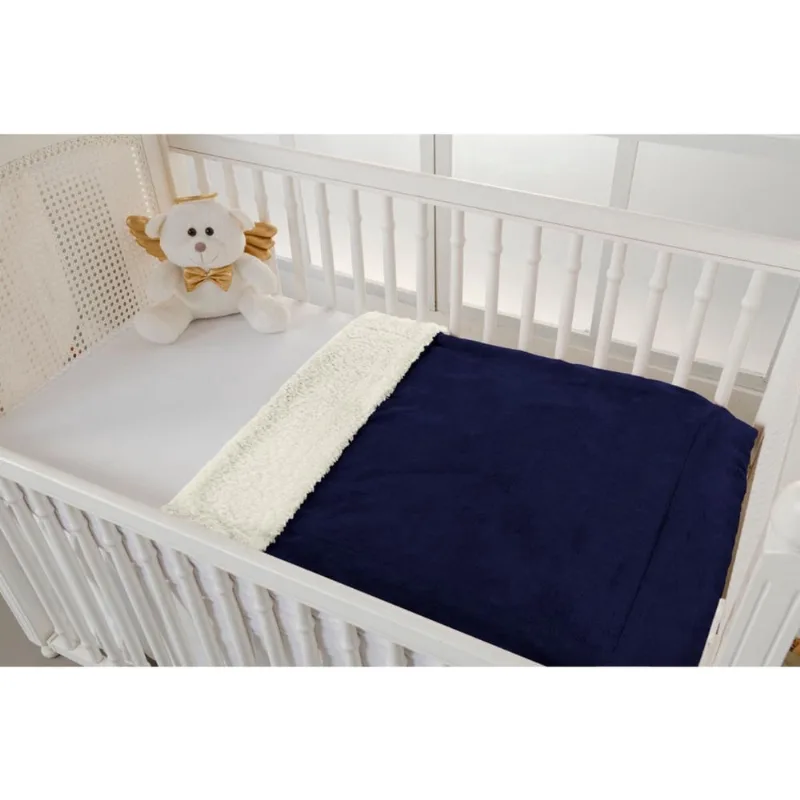 Cobertor Para Berço Americano Cor Azul Bebe Unisex