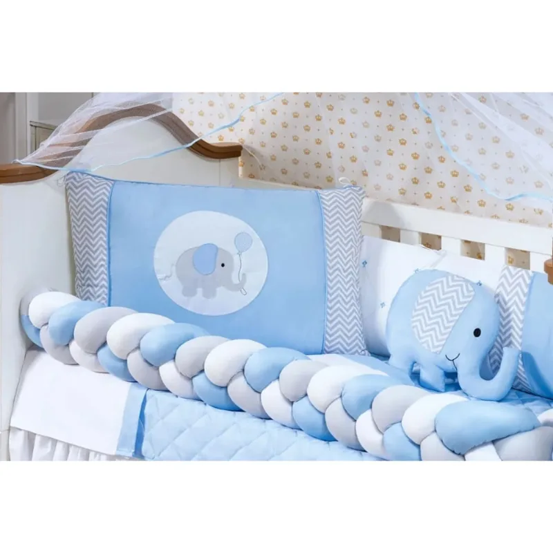 Trança Gigante Para Proteção e Decoração do Berço Menino Azul Claro