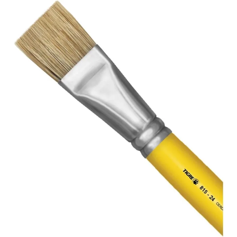 Pincel Artesanal Chato 815 N.24 Amarelo - PINCEIS TIGRE - Artesanato