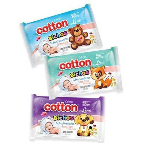 Toalhinhas Umedecidas Cotton Bichos C/50 Und - COTTON - Higiene E Beleza