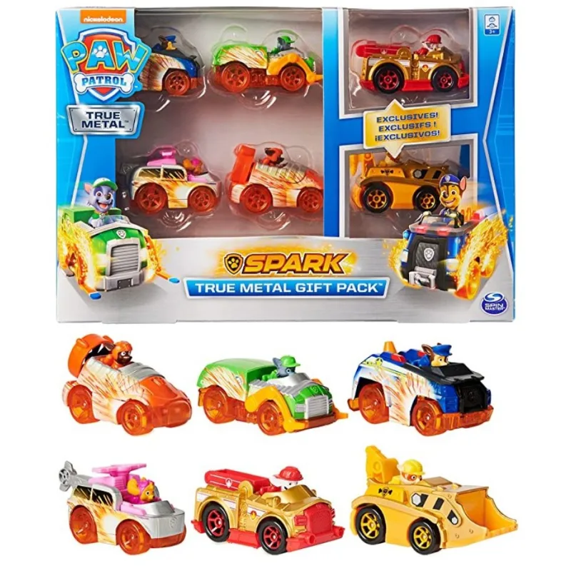 Pack 6 Carrinhos True Metal Patrulha Canina - Paw Patrol - Spin Master