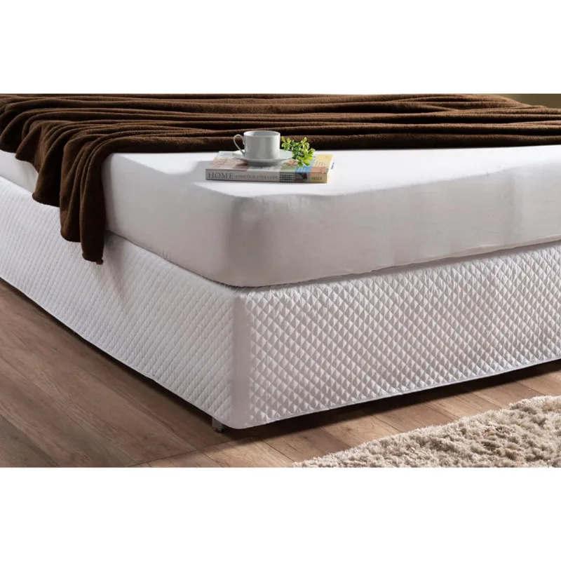 Saia Box Para Cama Solteiro Casal Padrão Matelada Branco