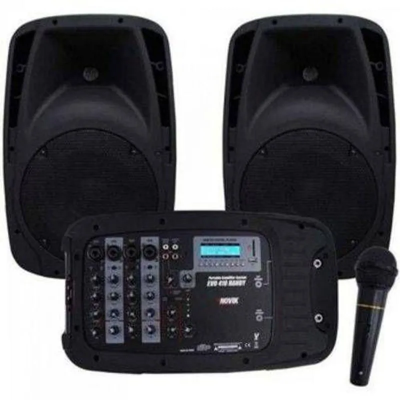 Kit de Som Portátil EVO 410 USB Preto NOVIK c/ Microfone Bivolt