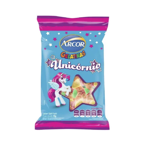 Bala Gelatina Arcor 70g Unicornio - UNICORNIO - Mercearia
