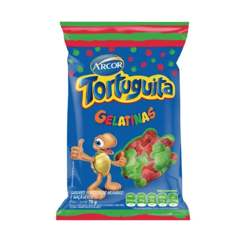 Bala Gelatina Arcor Tortuguita Morango 70g - ARCOR - Mercearia