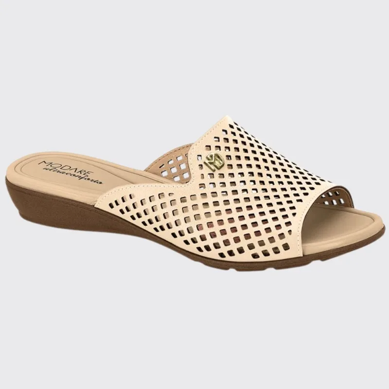 Tamanco Feminino Slide Anabela Conforto Modare 7127.258.21736 - Creme - 34