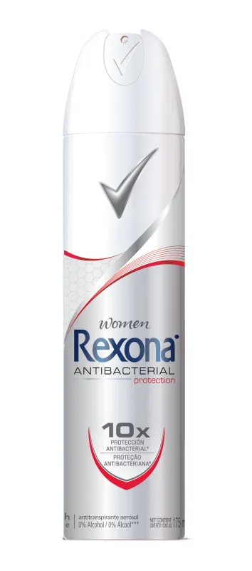 Desodorante Antitranspirante Aerosol Rexona Women Antibacterial Protection 175ml - REXONA - Higiene E Beleza