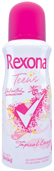 Desodorante Antitranspirante Aerosol Rexona Teens Tropical Energy 64g - REXONA - Higiene E Beleza