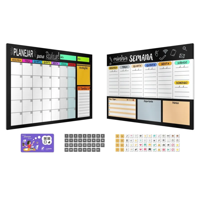 Quadros Produtiv. Calendário Mês/Sem. 60x40cm + Extras - Não Disponível - Decoração