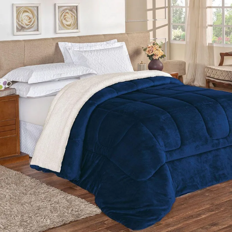 Coberdrom Apollo Queen + Manta Flannel 1 Peça Azul