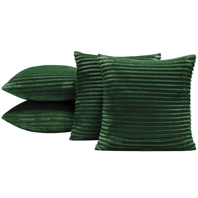 Kit 4 Capas de Almofada Napoli 45x45 Manta Canelada - Verde Esmeralda
