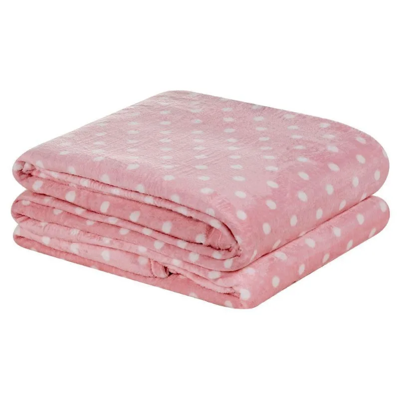 Cobertor Meggy Poá Casal Mantinha Flannel Bolinhas - Rosa - Casa Scarpa - Cama, Mesa E Banho