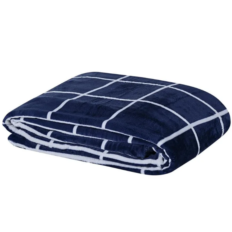 Cobertor Brooklyn Solteiro Mantinha Flannel Quadriculado
