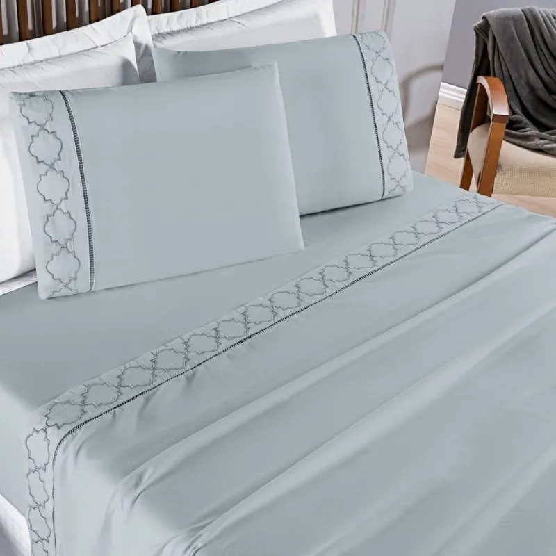 Jogo Cama Lençol Santoro King Micropercal 300 Fios 4 Peças - Cinza
