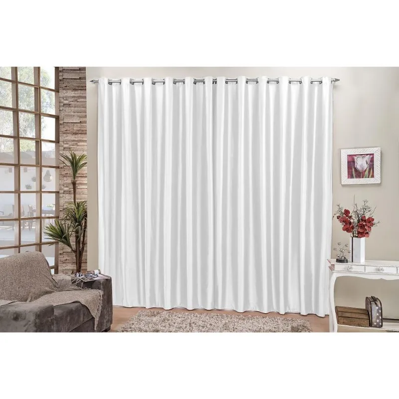 Cortina Quarto Ou Sala 6,00 X 2,80M Cetim Brilhante Branca