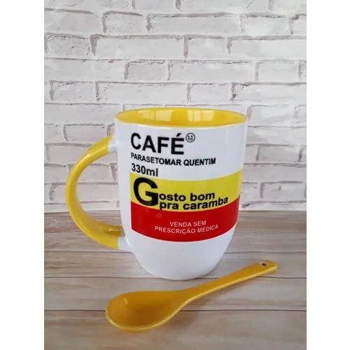 Caneca Café - Caneca De Colher Amarela - Não Disponível - Utilidades Domesticas